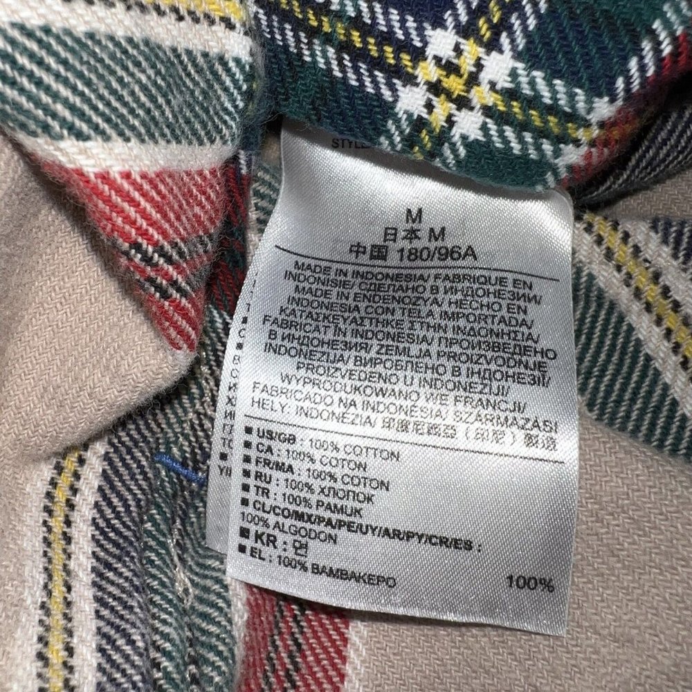 Gap Mens Heavyweight Long Sleeve Plaid Shirt Size M Oatmeal Red Green Navy - Picture 5 of 6